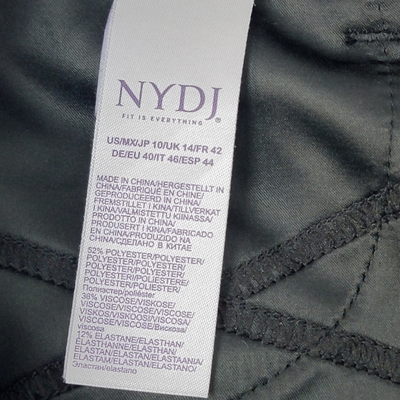 NYDJ Black Ami Raceway Faux Leather Snakeskin Skinny Jeans Sz 10 NEW - Picture 13 of 16